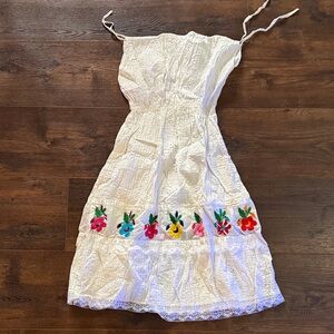 Mexican White Sundress with Floral Embroidery